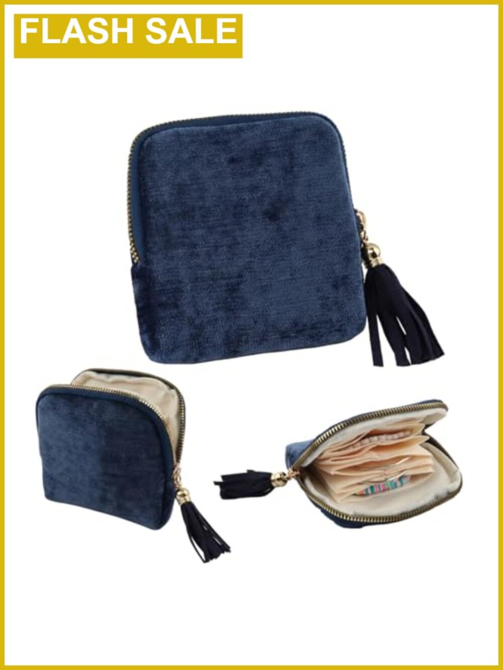 Travel Jewelry Case, Portable Velvet Organizer Pouch, 5 Pockets, Compact &